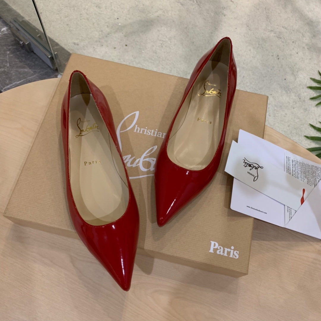 CL Kate Ballerina Flats Patent Leather Red