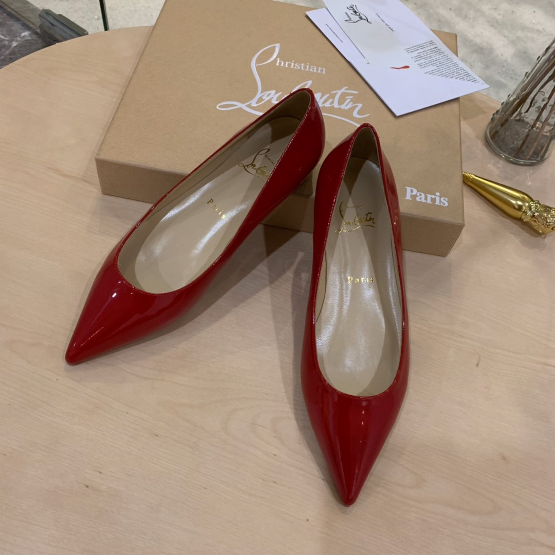 CL Kate Ballerina Flats Patent Leather Red