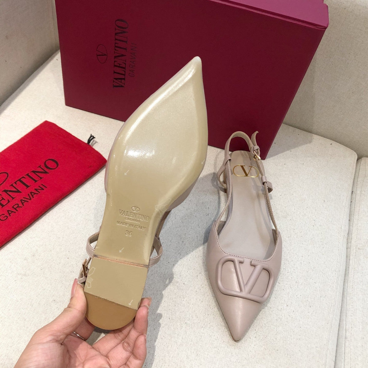 Valentino Slingback Flats Sheepskin