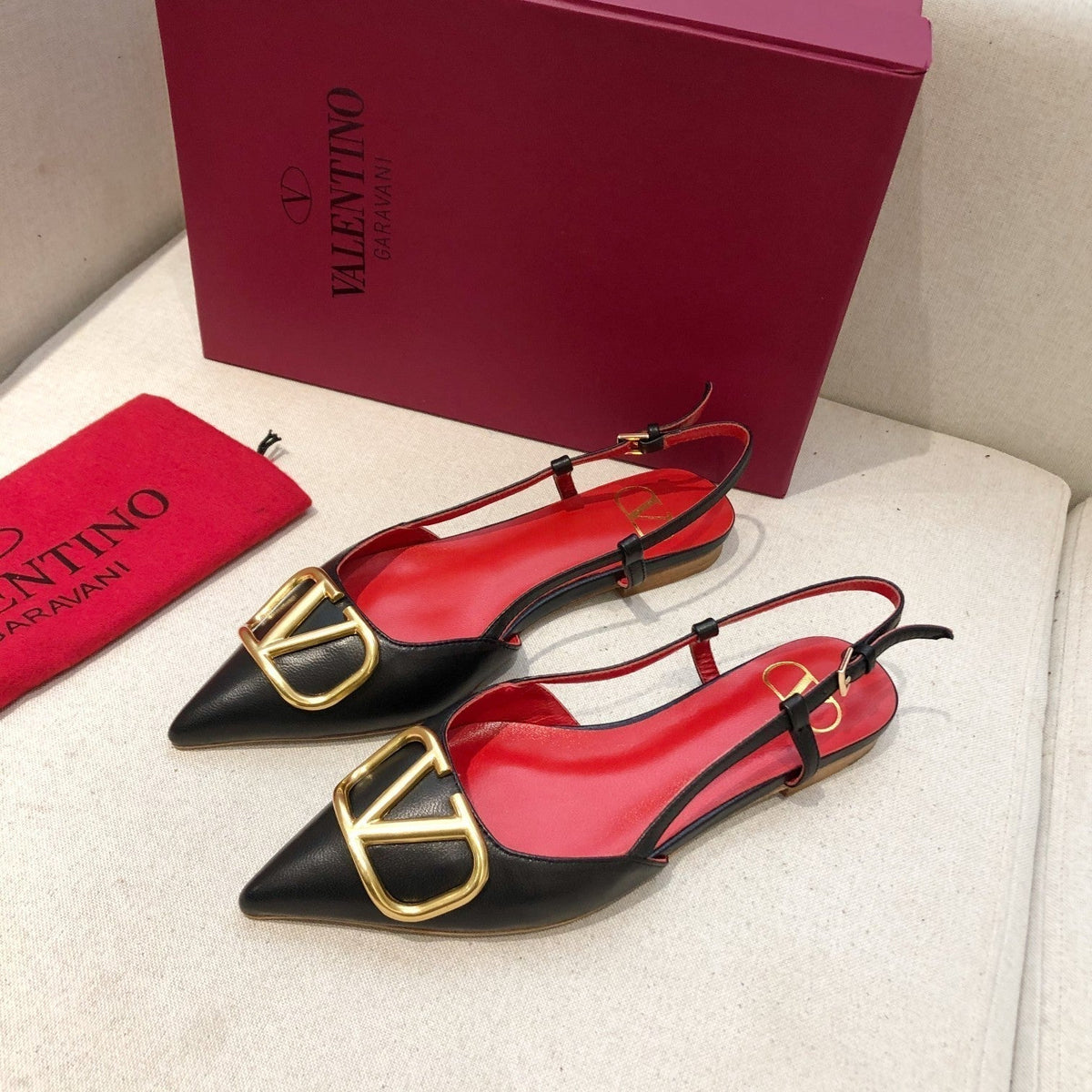 Valentino Slingback Flats Sheepskin