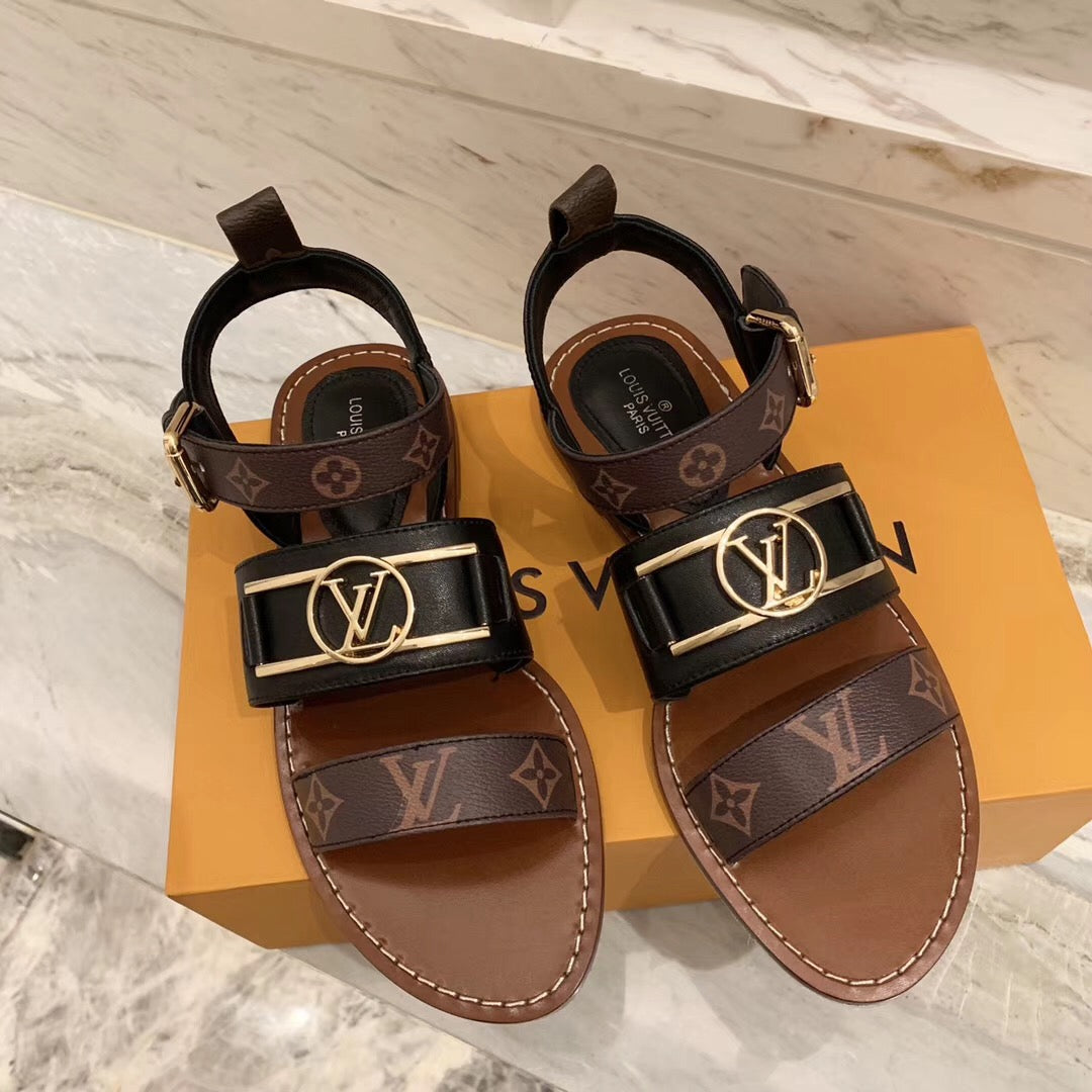 LV Academy Flat Sandal Dark Brown Cowhide