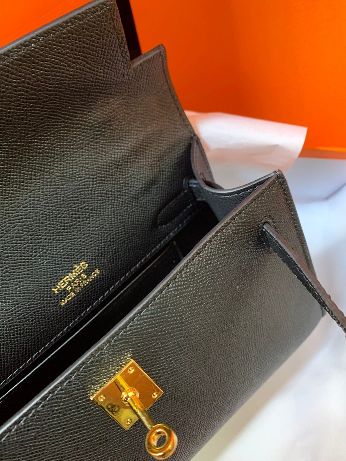 HM KELLY MINI POCHETTE 22 BLACK EPSOM