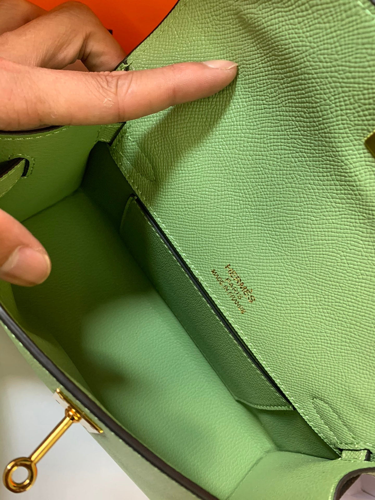 HM KELLY MINI POCHETTE 22 GREEN EPSOM