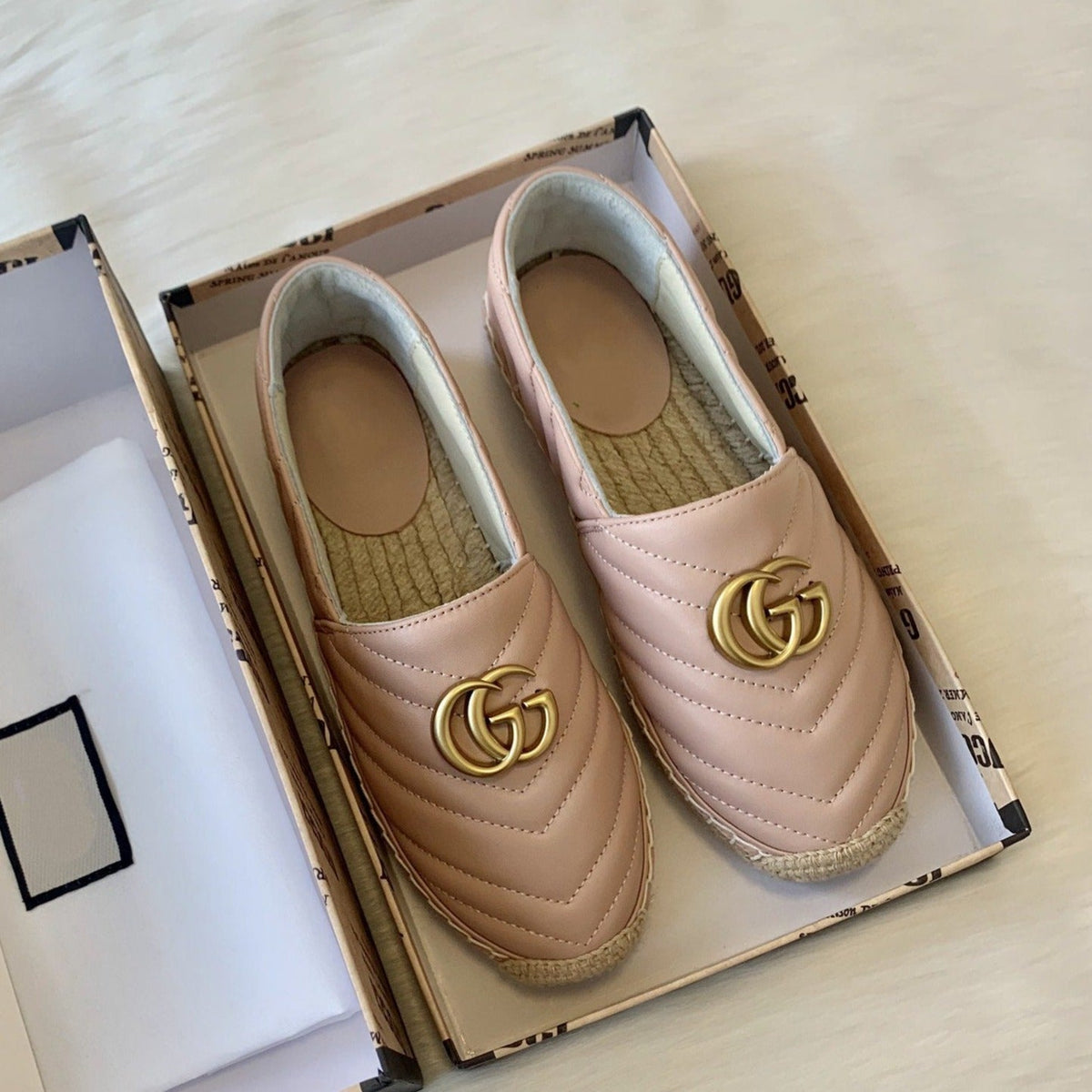 gg espadrilles powder pink calfskin
