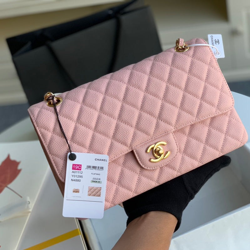 flap bag medium 25 pink caviar ghw