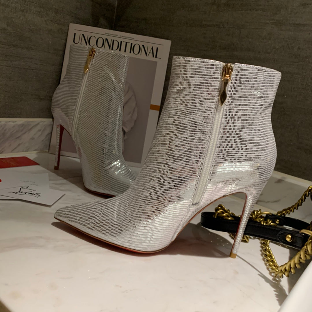 CL So Kate Ankle Boots 85mm Leather Metallic Silver