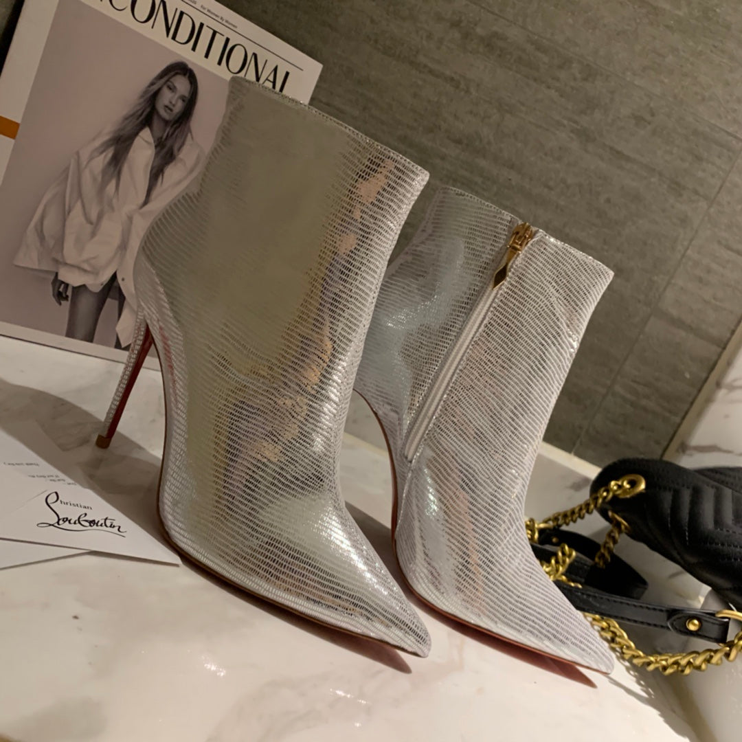 CL So Kate Ankle Boots 85mm Leather Metallic Silver