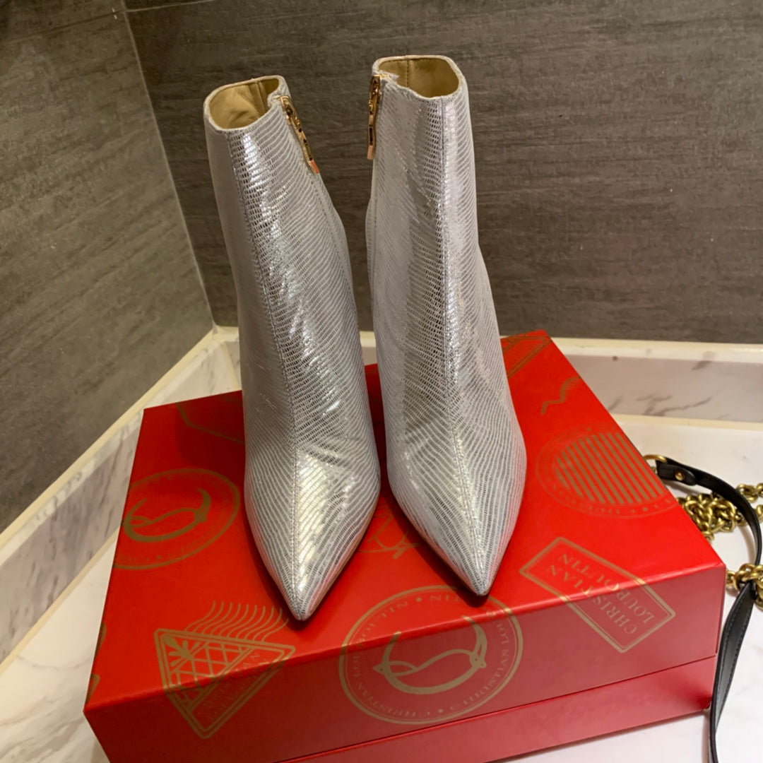 CL So Kate Ankle Boots 85mm Leather Metallic Silver