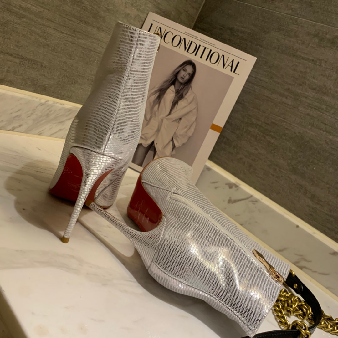 CL So Kate Ankle Boots 85mm Leather Metallic Silver