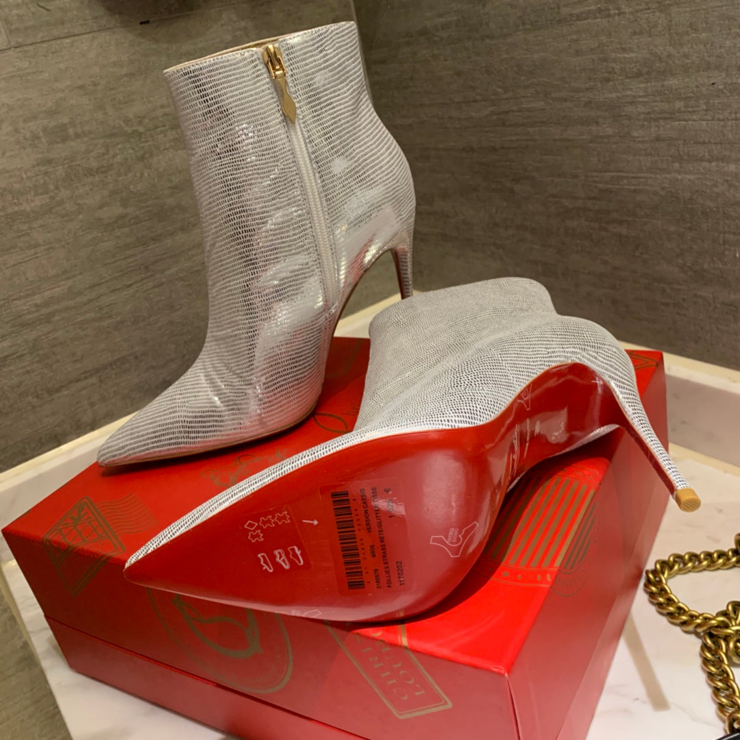 CL So Kate Ankle Boots 85mm Leather Metallic Silver