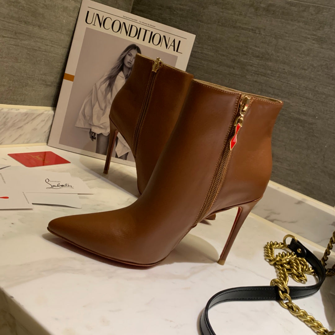 CL So Kate Booty Ankle Boots 85mm Calfskin Brown