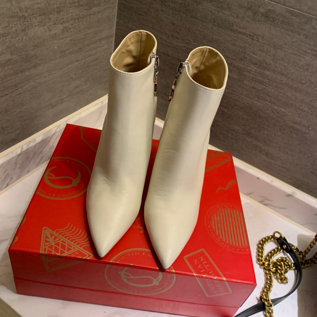 CL So Kate Booty Ankle Boots 85mm Calfskin White