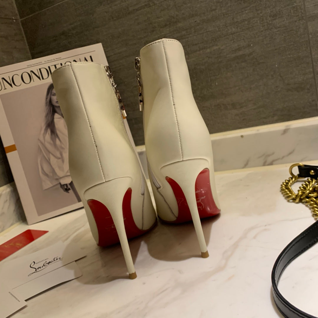 CL So Kate Booty Ankle Boots 85mm Calfskin White
