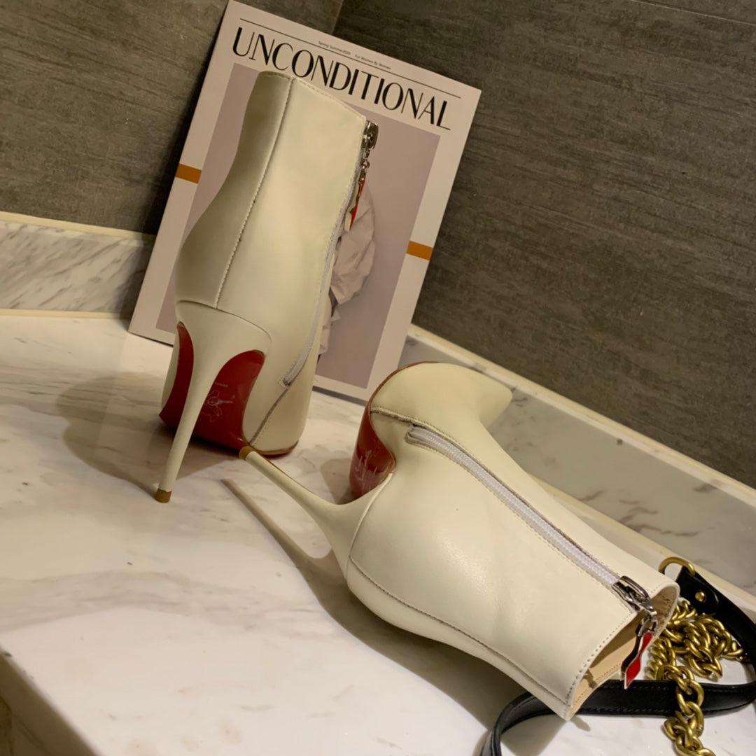 CL So Kate Booty Ankle Boots 85mm Calfskin White