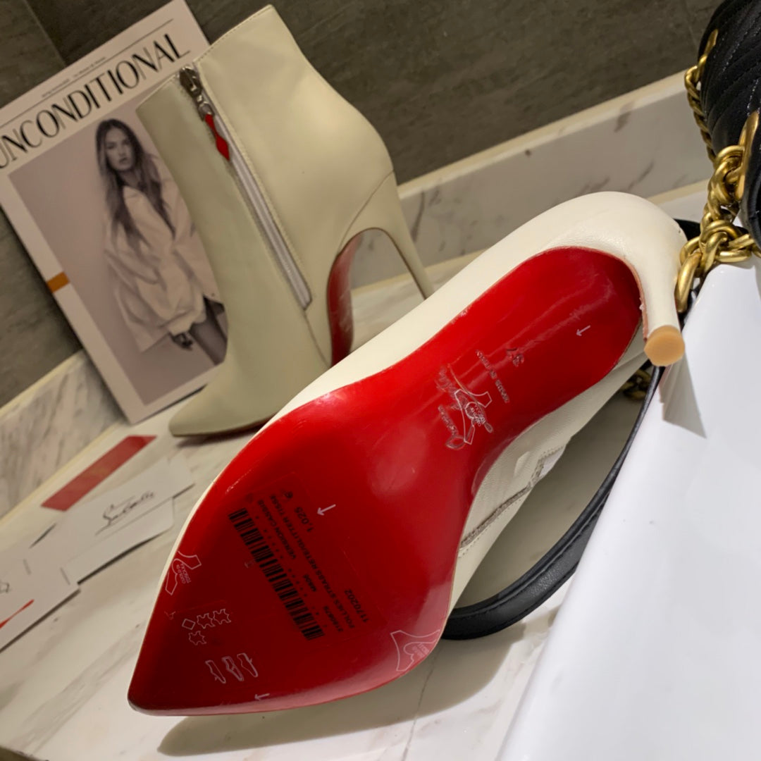 CL So Kate Booty Ankle Boots 85mm Calfskin White