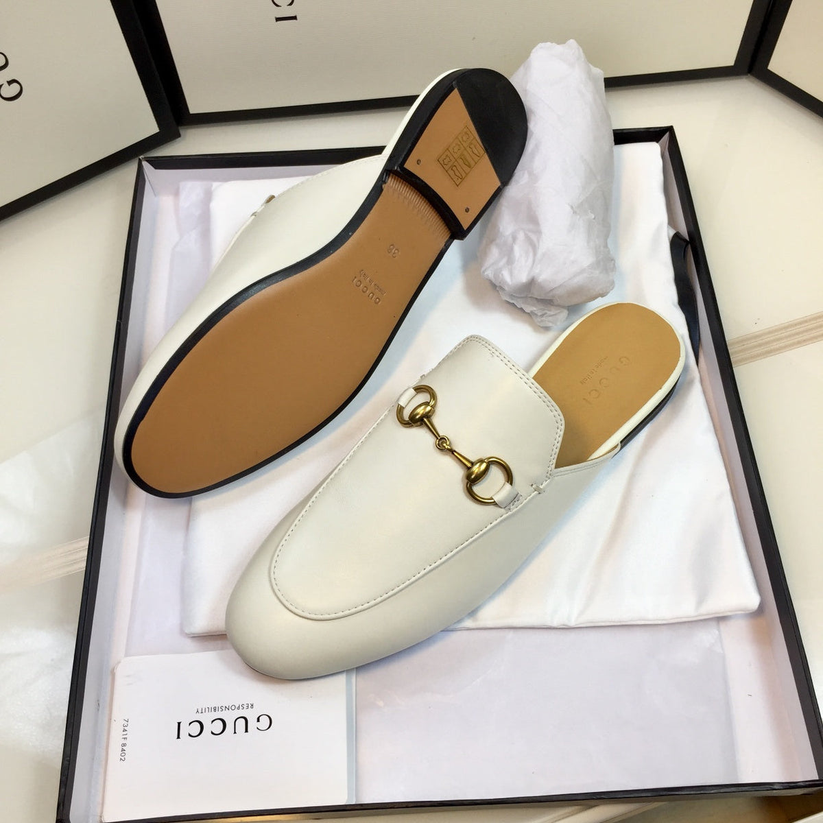 GG SLIPPER PRINCETOWN WHITE CALFSKIN