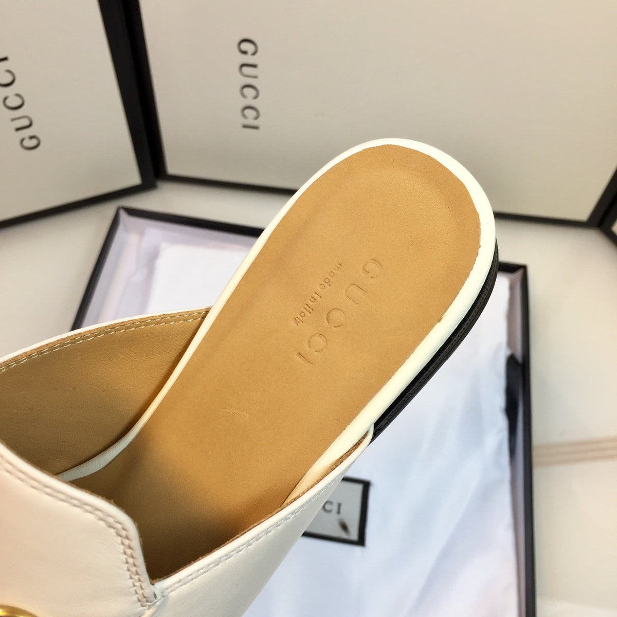 GG SLIPPER PRINCETOWN WHITE CALFSKIN