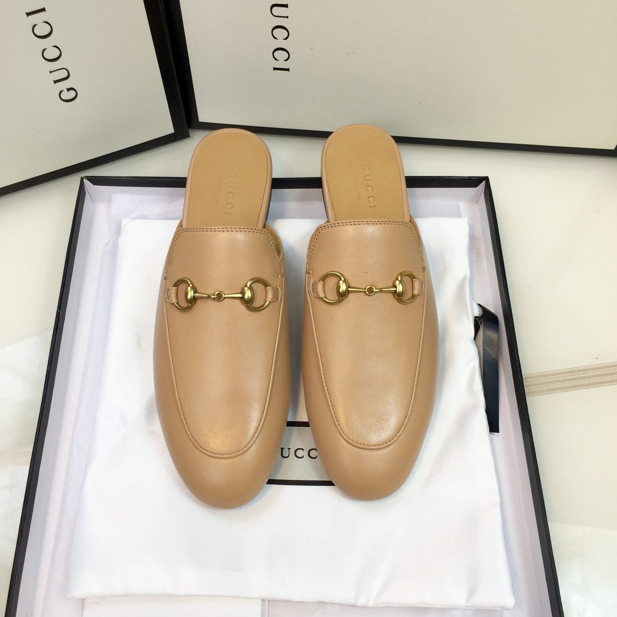 GG SLIPPER PRINCETOWN BEIGE CALFSKIN
