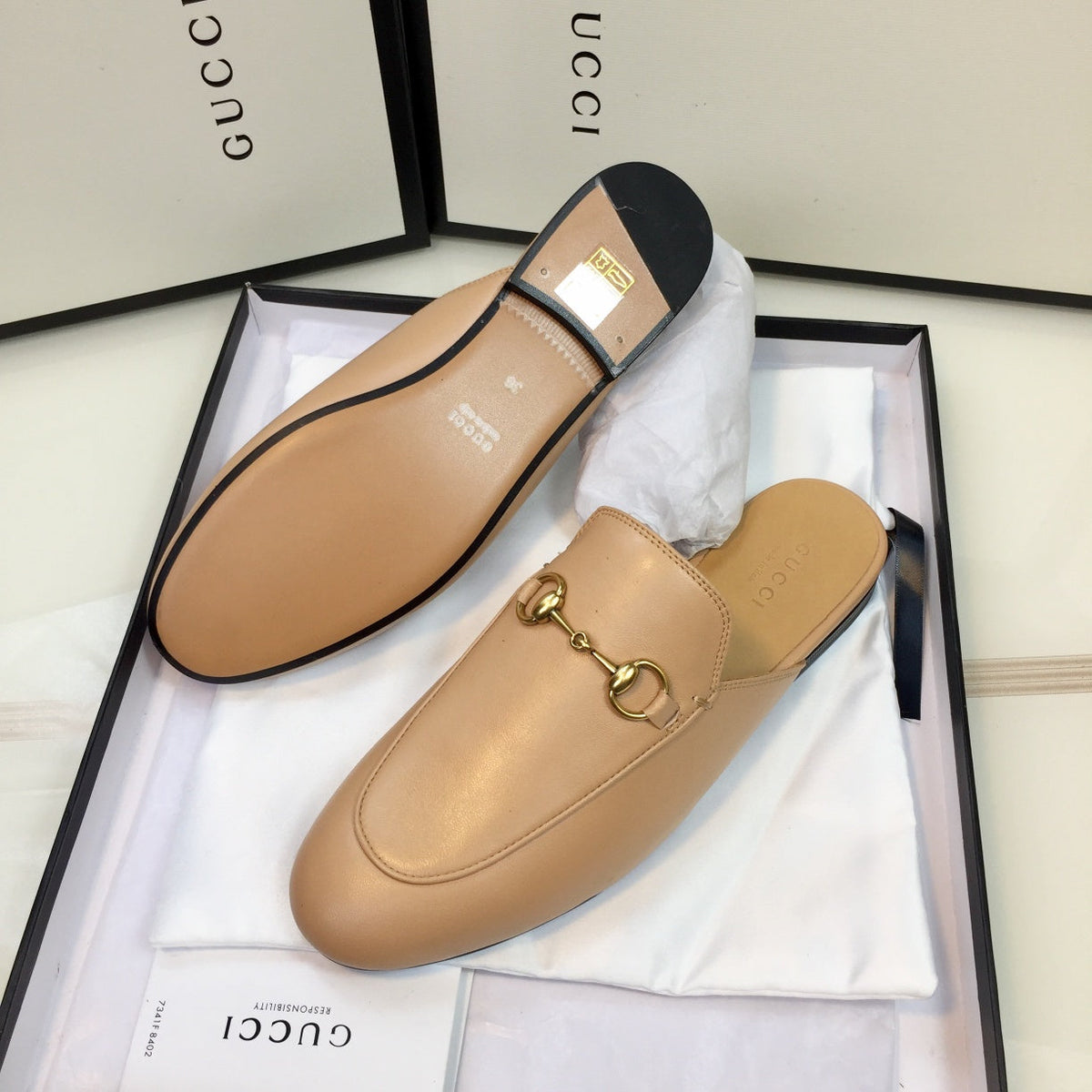 GG SLIPPER PRINCETOWN BEIGE CALFSKIN