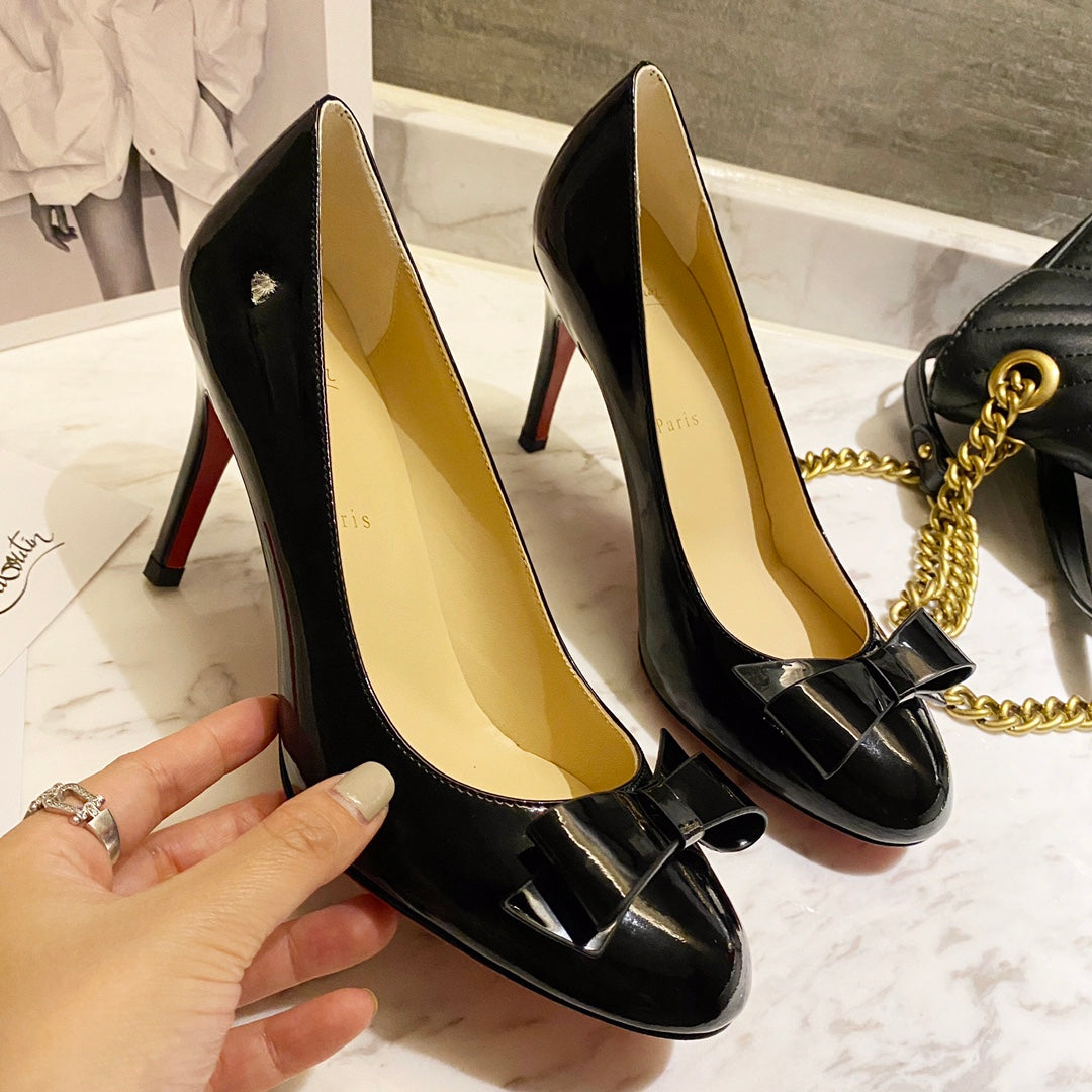 CL Simplenodo Bow Pumps 85mm Patent Leather Black