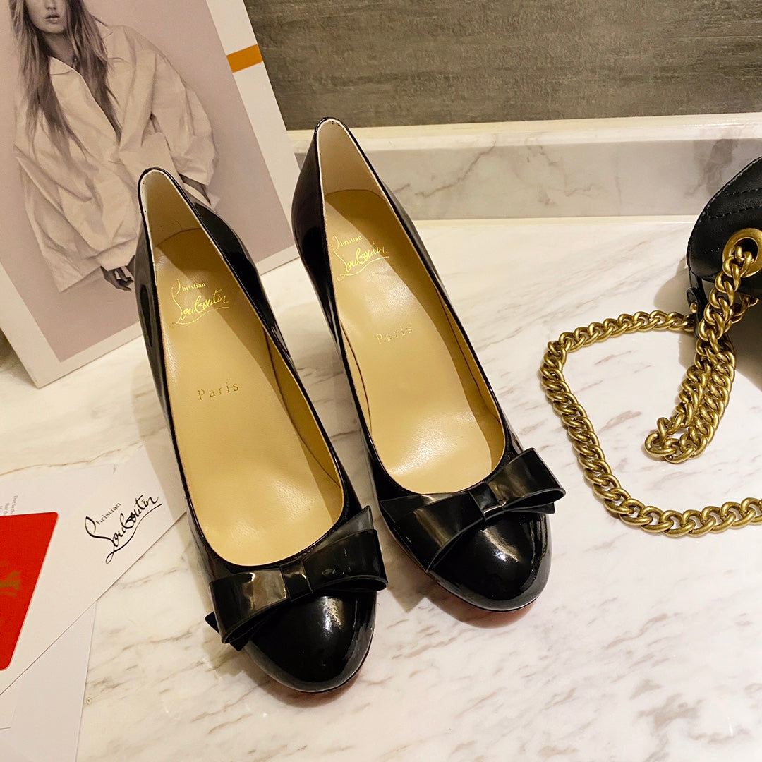 CL Simplenodo Bow Pumps 85mm Patent Leather Black