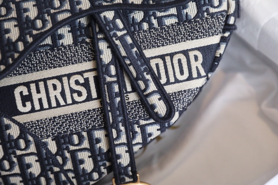 CD Oblique Saddle Bag Blue Canvas