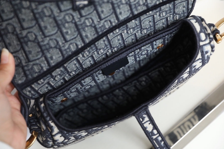 CD Oblique Saddle Bag Blue Canvas