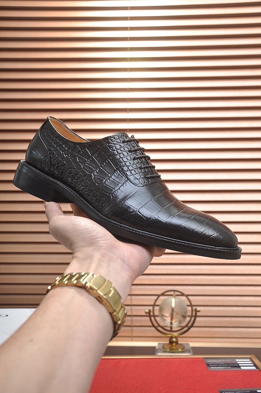 GG Men's Loafer Black Embossed Cowhide 140491
