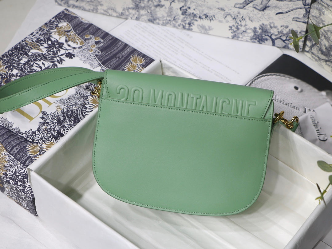 MEDIUM CD BOBBY 22CM BLUE GREEN CALFSKIN GOLD HARDWARE