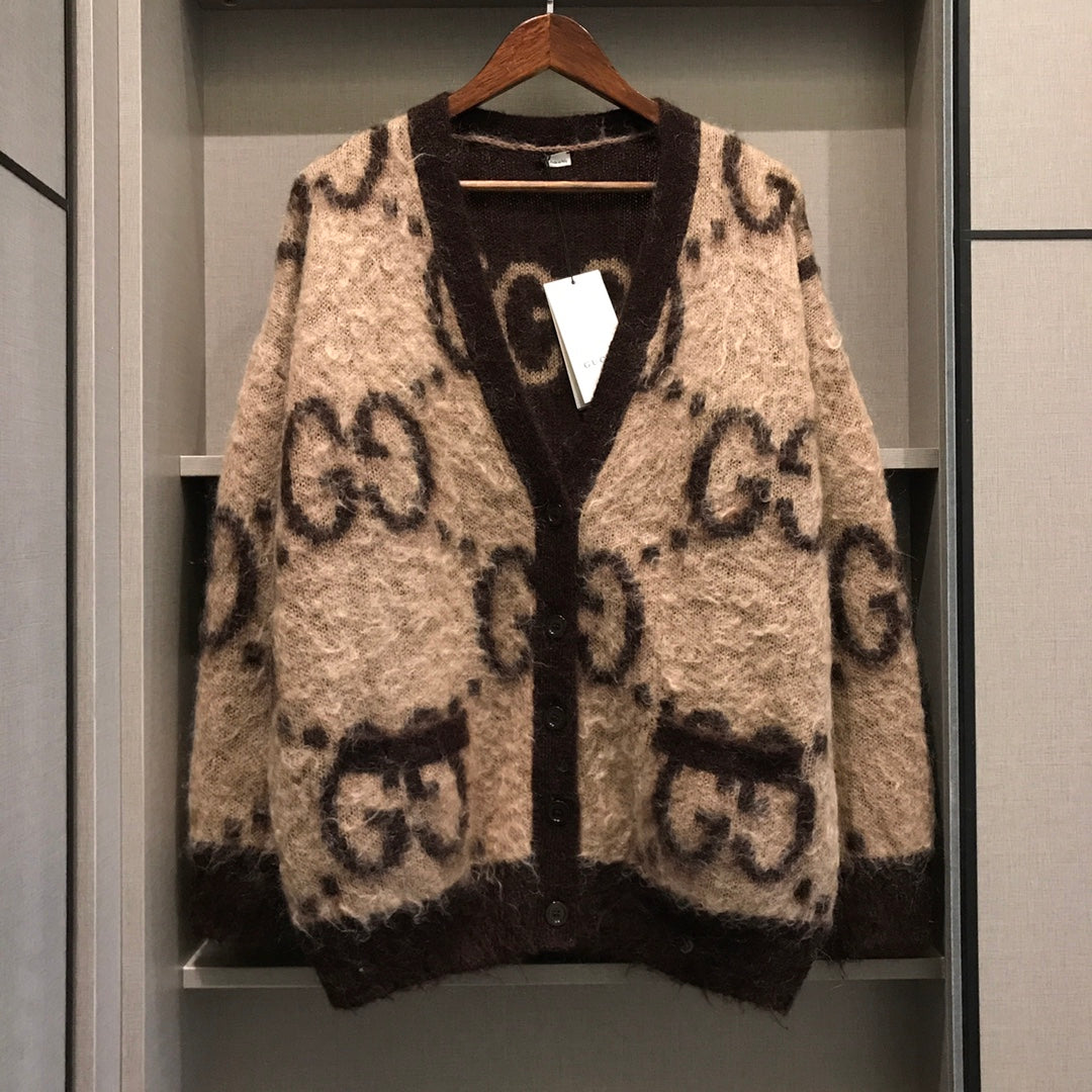 Gucci Cardigan Brown Mohair Wool Blend 306026