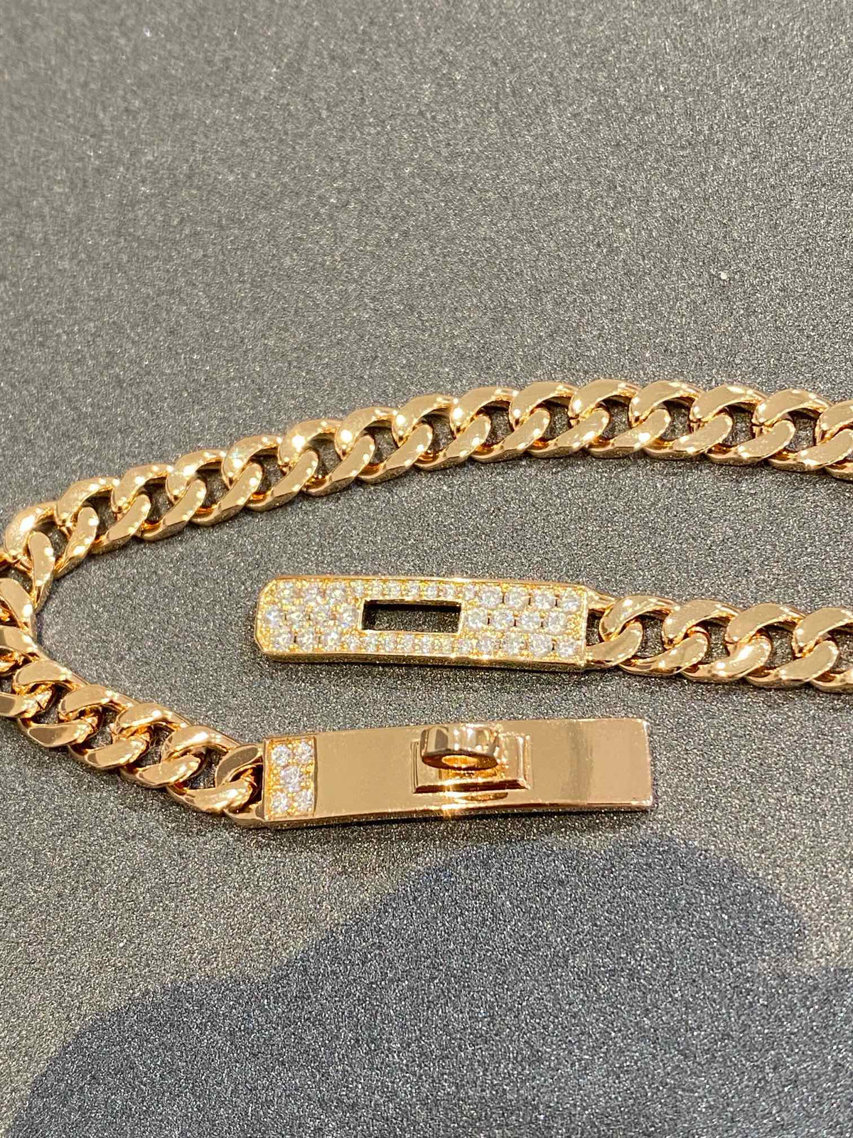 H Kelly Gourmette Gold Diamond Bracelet