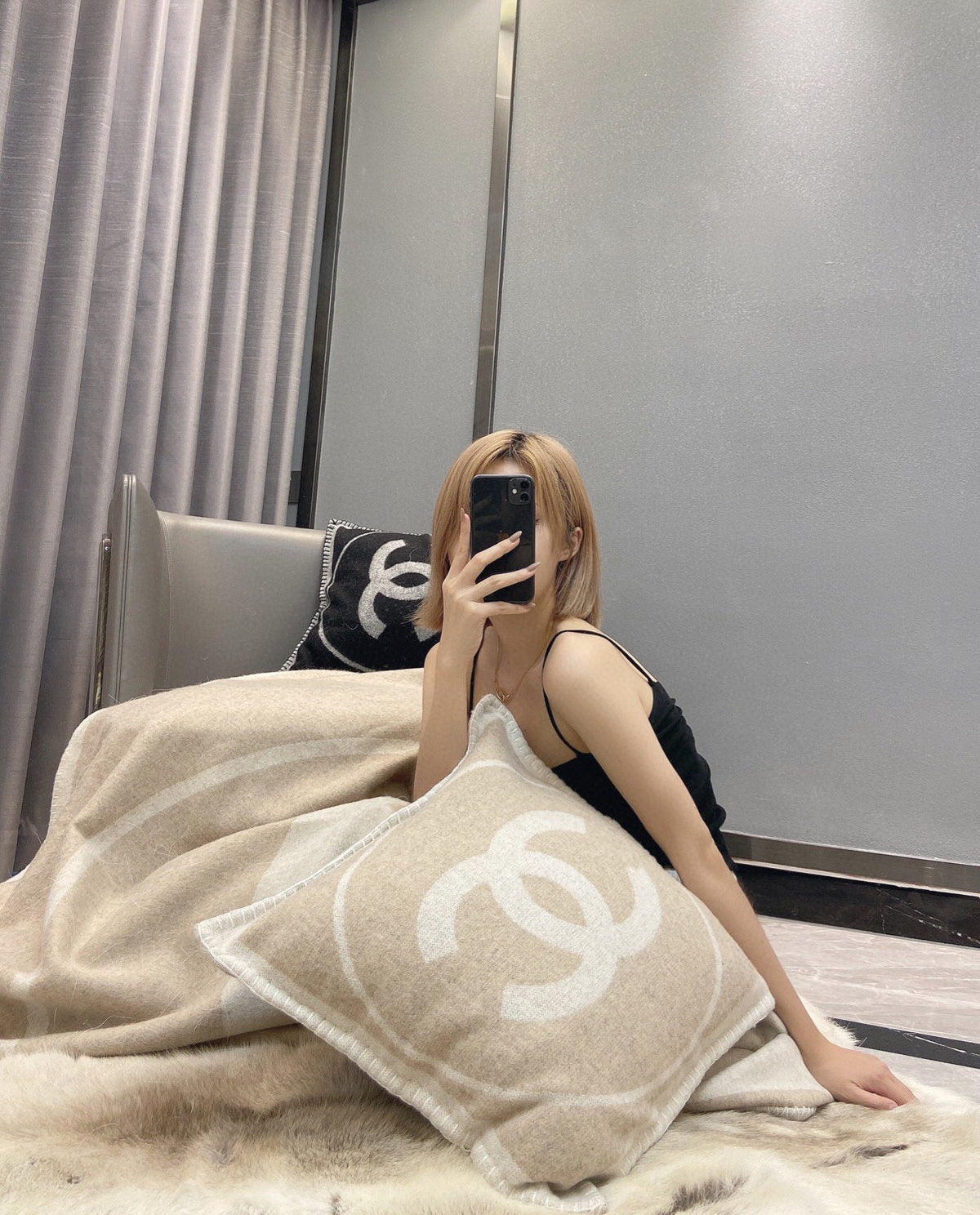 CC Blanket Large Logo Wool Cashmere