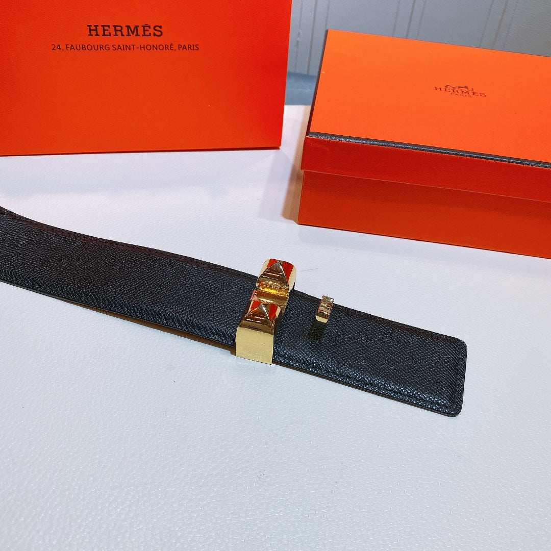 collier de chien belt 45mm black epsom gold buckle
