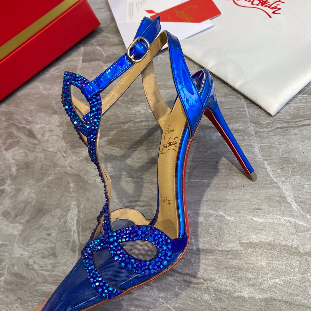 CL Diamond Sling Back Blue Mesh 346069