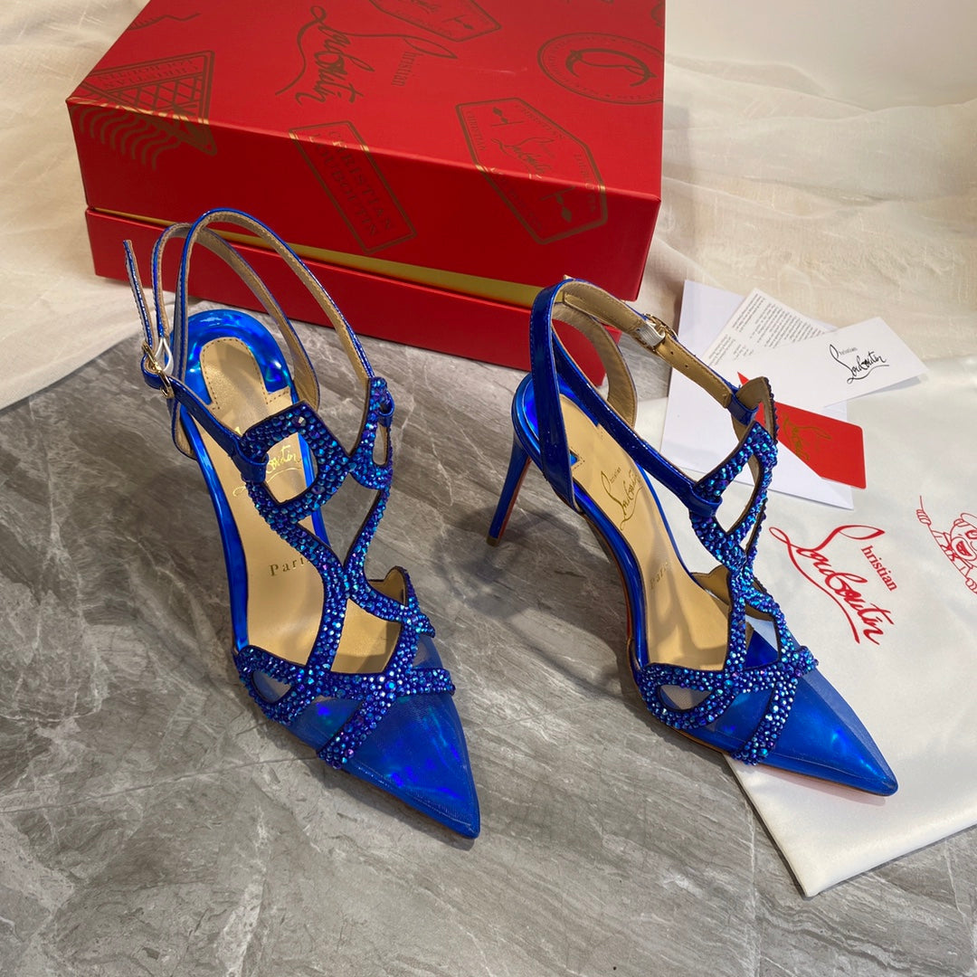 CL Diamond Sling Back Blue Mesh 346069