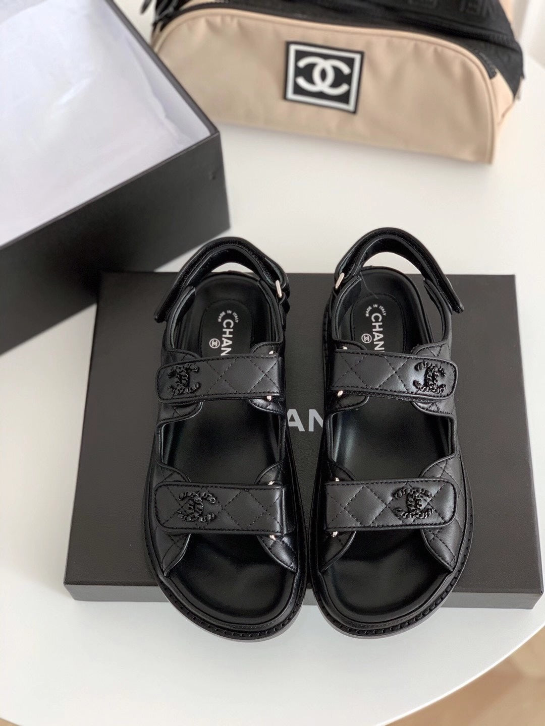 CC Dad Sandal All Black Calfskin
