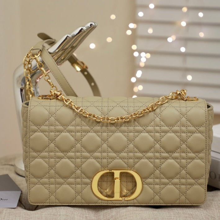 LARGE CARO BAG 28 LIGHT BEIGE CALFSKIN