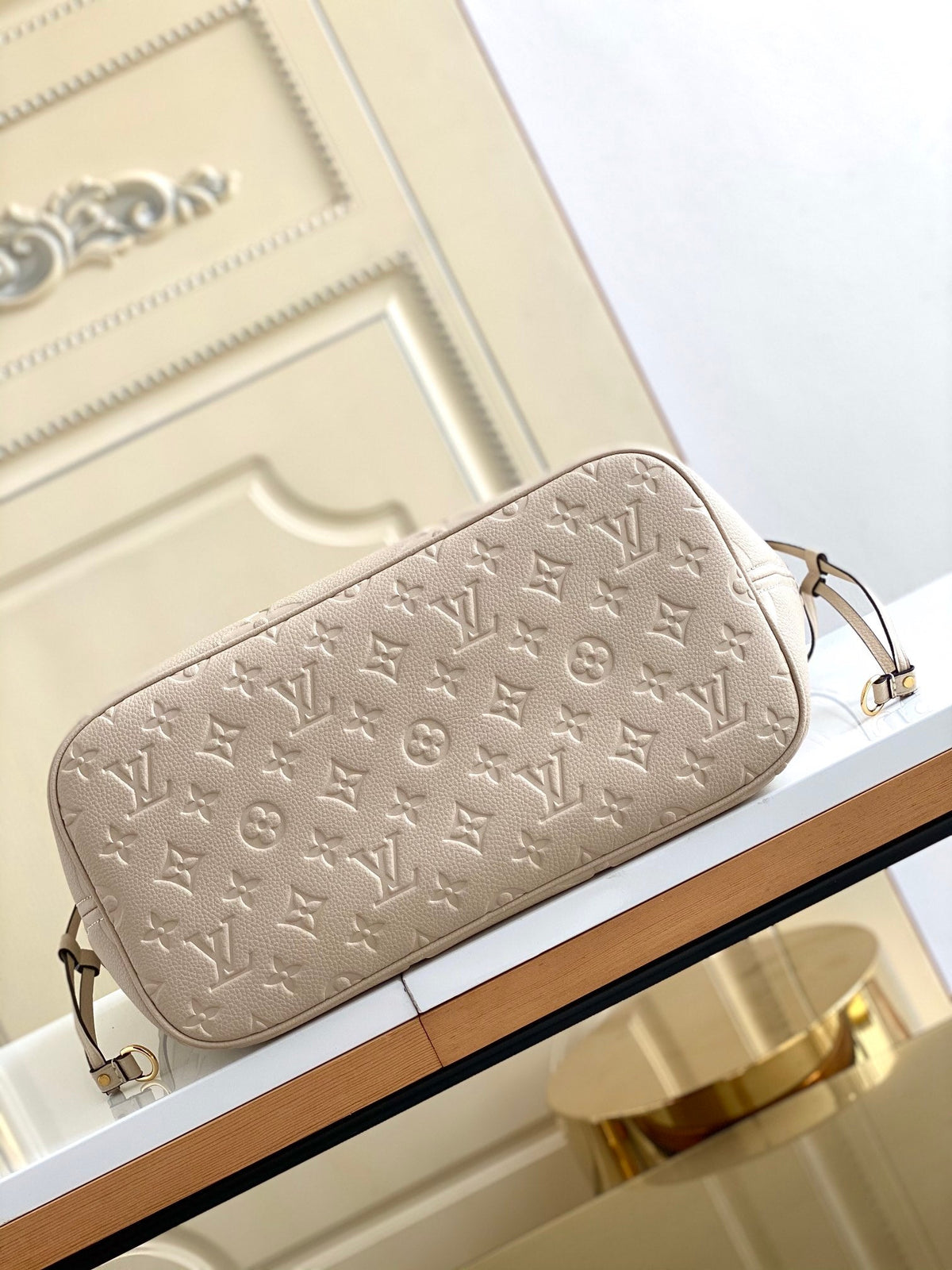 NEVERFULL MM 32 TOURTERELLE GRAY MONOGRAM EMPREINTE LEATHER