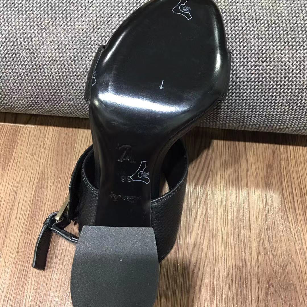 LV Horizon Ankle Strap Sandals 75mm Black Calfskin