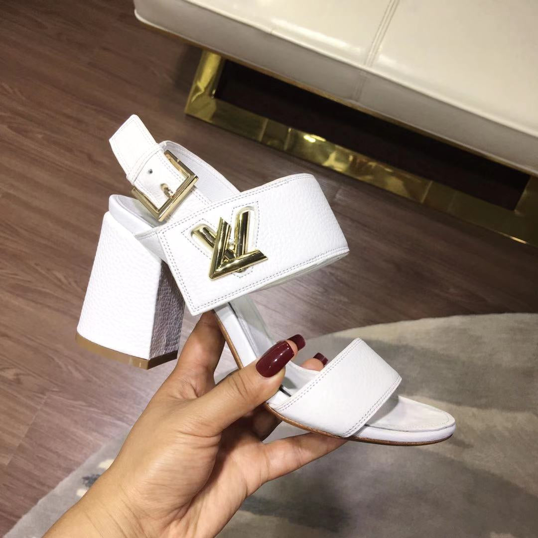 LV Horizon Ankle Strap Sandals 75mm White Calfskin