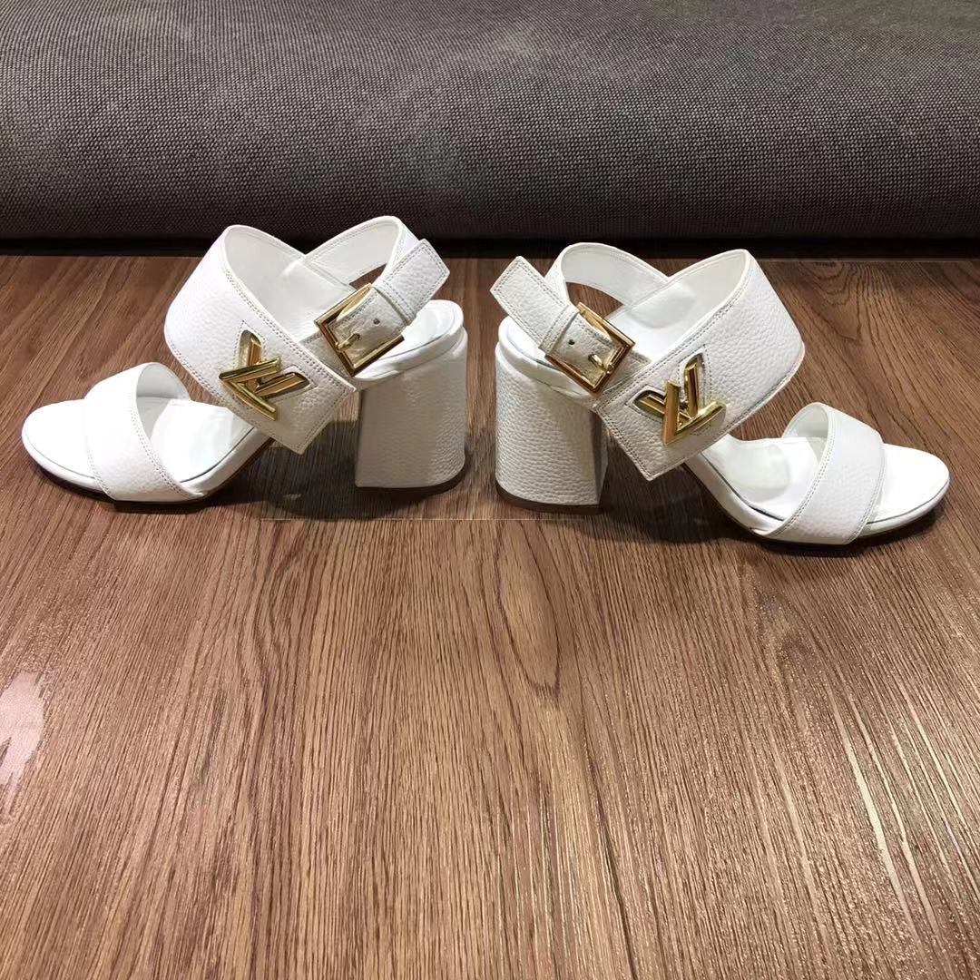 LV Horizon Ankle Strap Sandals 75mm White Calfskin