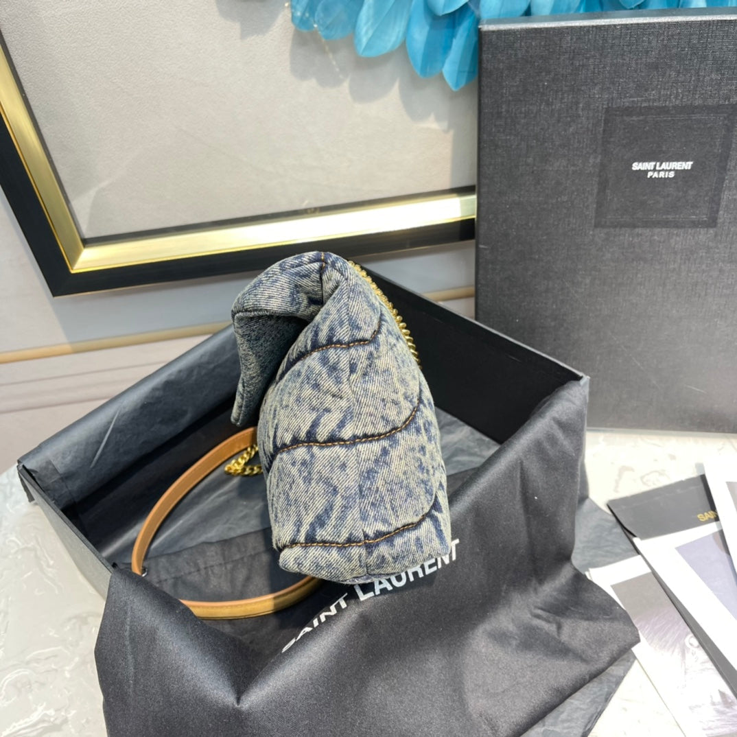 LOULOU PUFFER MINI 23 RODEO BLUE SUEDE DENIM