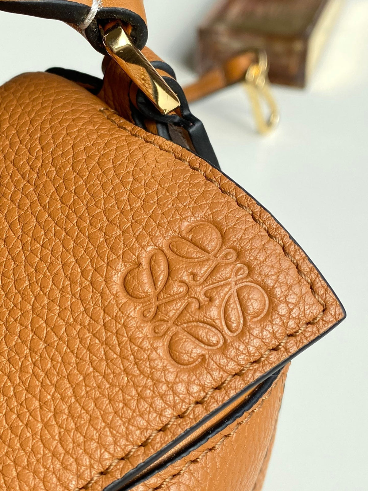 mini puzzle 18cm orange calfskin gold hardware