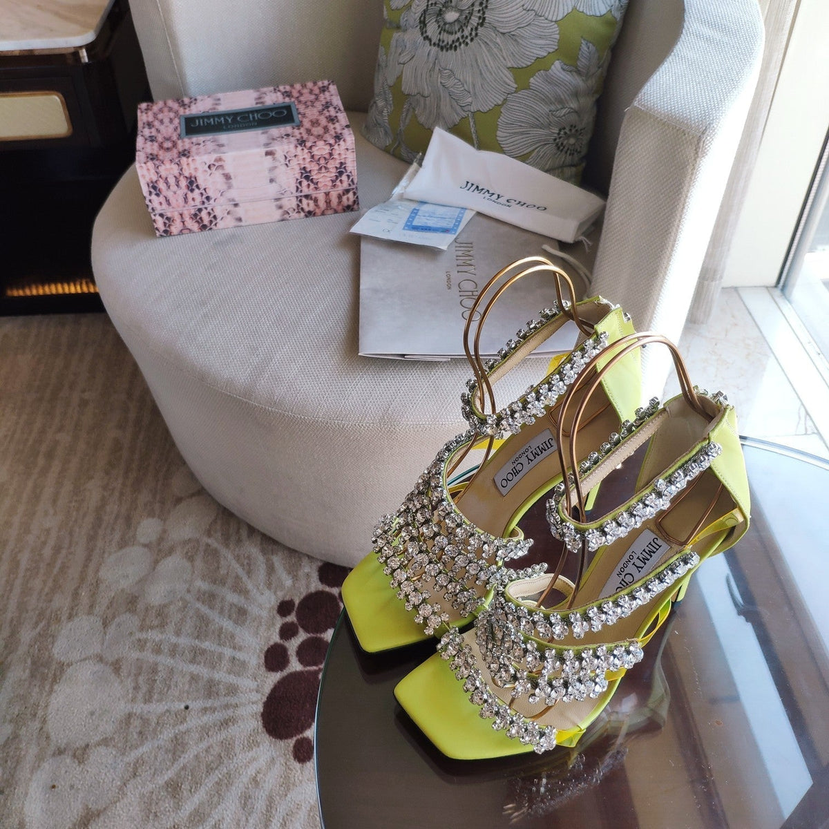 Jimmy 25 Josefine 100mm Sandals Lime Green Calfskin 240070