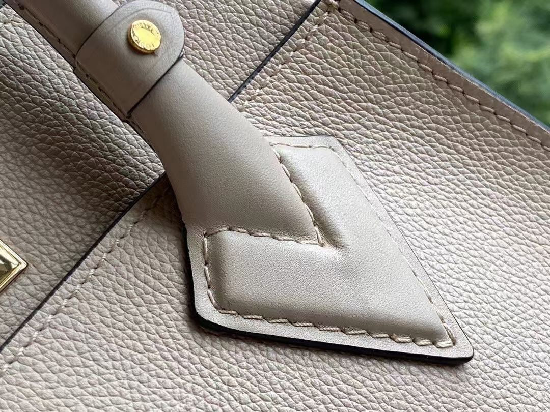 on my size pm 25cm greige calfskin brown monogram canvas