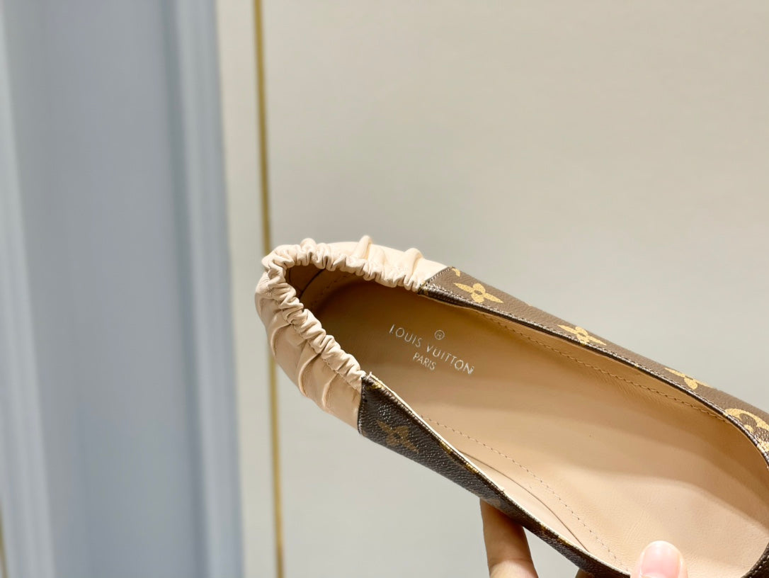 LV Joy Ballerina Dark Brown Mix Beige Monogram Calfskin