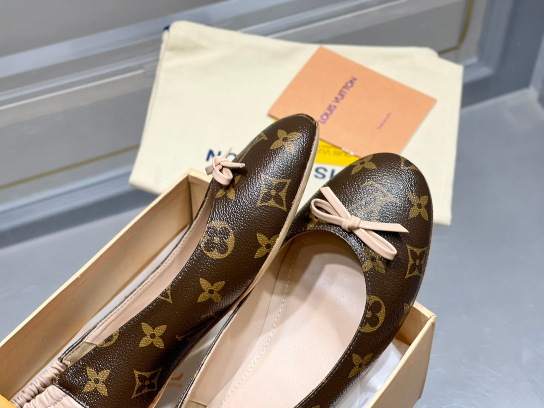 LV Joy Ballerina Dark Brown Mix Beige Monogram Calfskin
