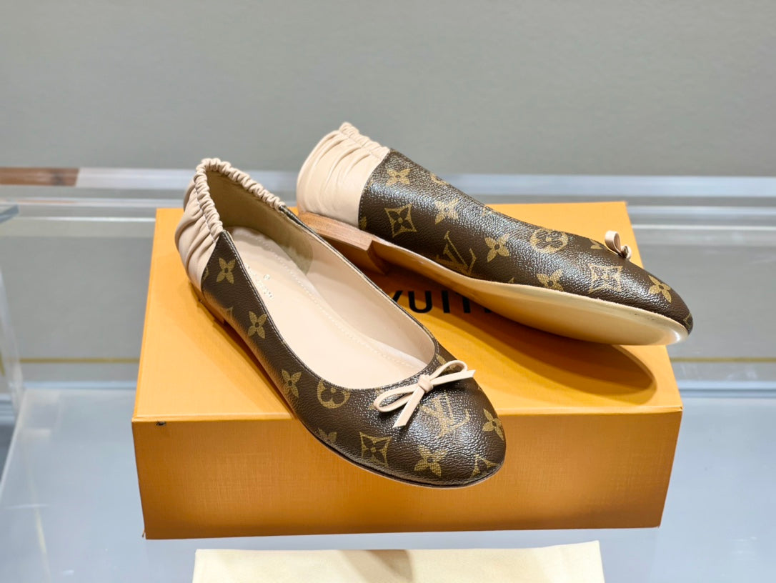 LV Joy Ballerina Dark Brown Mix Beige Monogram Calfskin