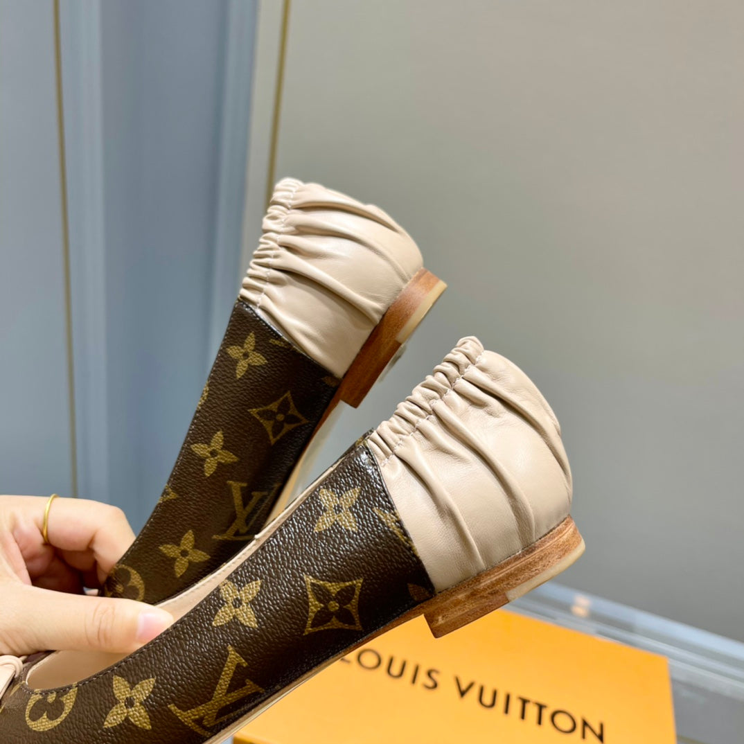 LV Joy Ballerina Dark Brown Mix Beige Monogram Calfskin
