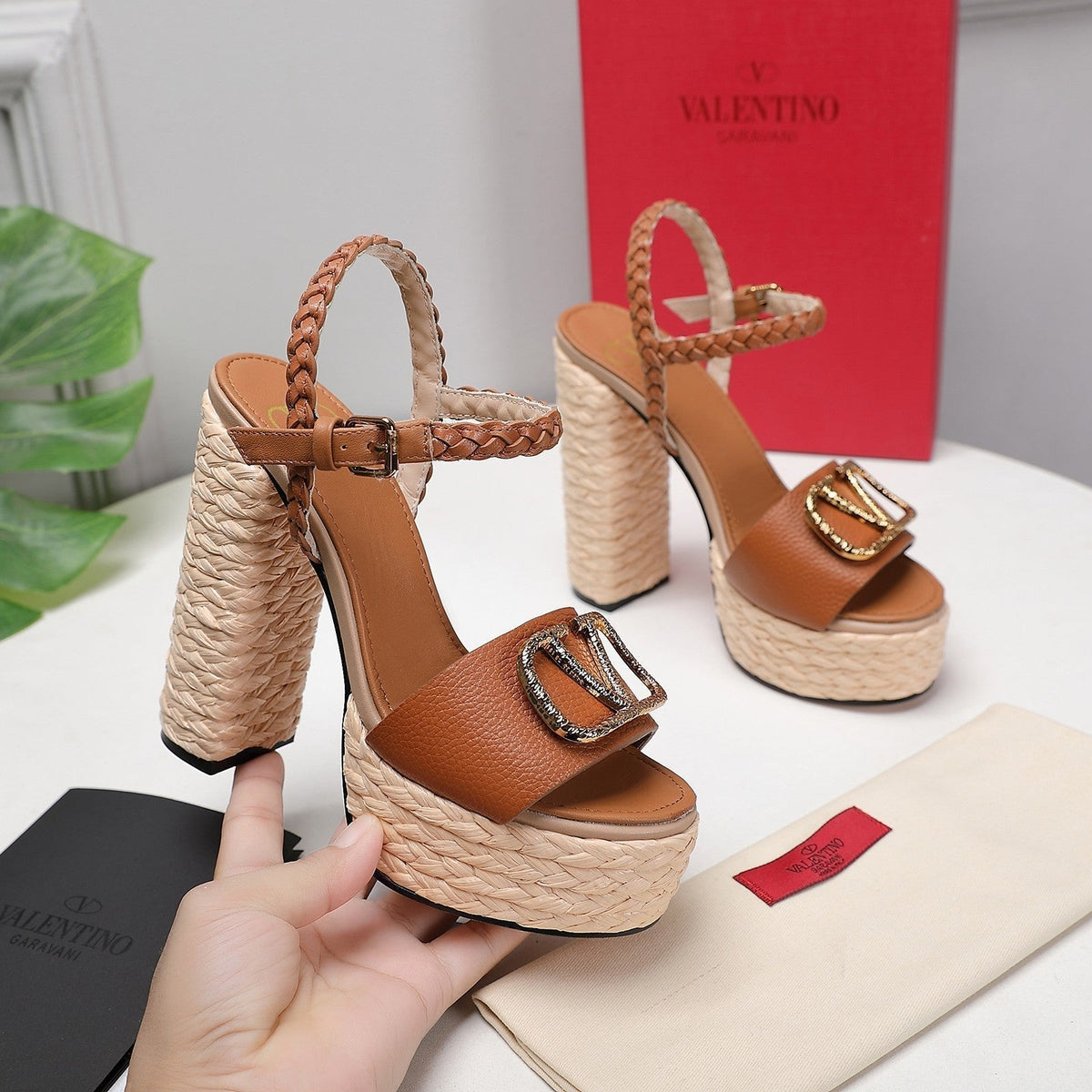 VT 25 Platform Sandals Brown Cowhide Espadrilles